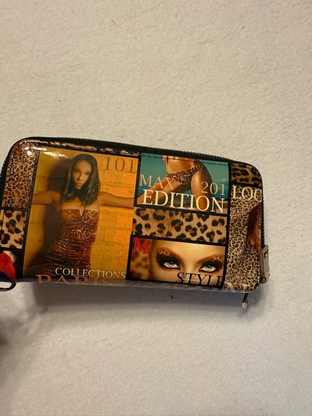 Leopard Print Patchwork Satchel and Wallet/Wristlet Set - Brown